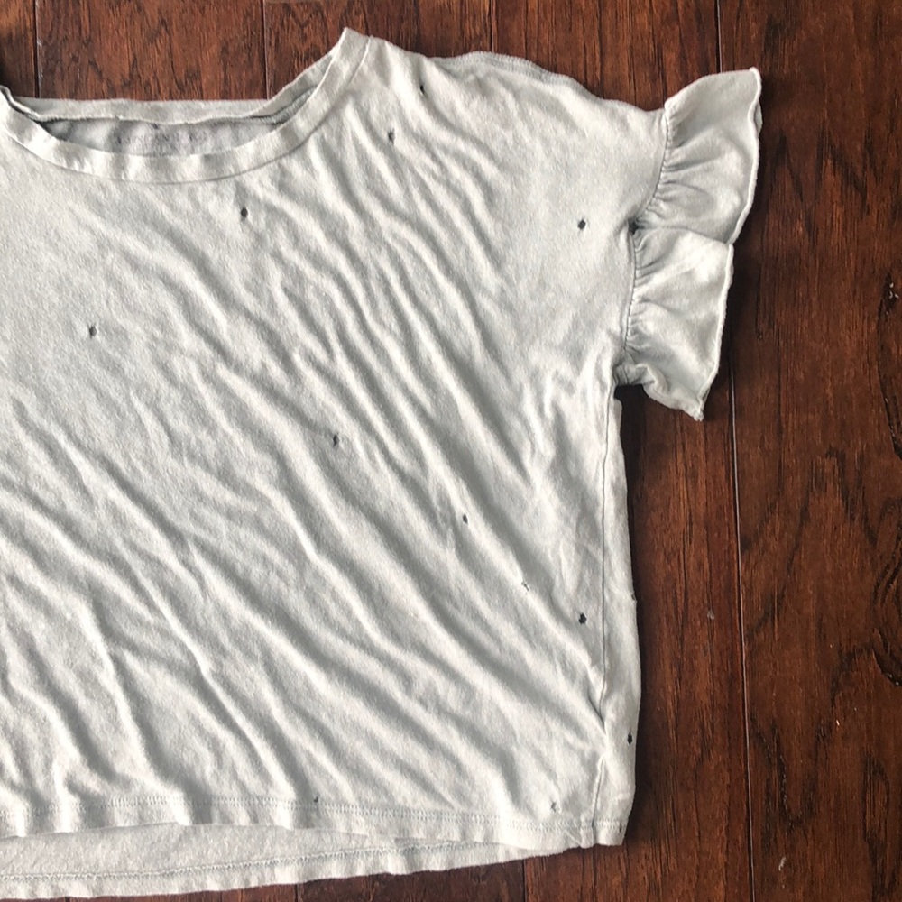 American eagle t shirt ruffle sleeve green xs